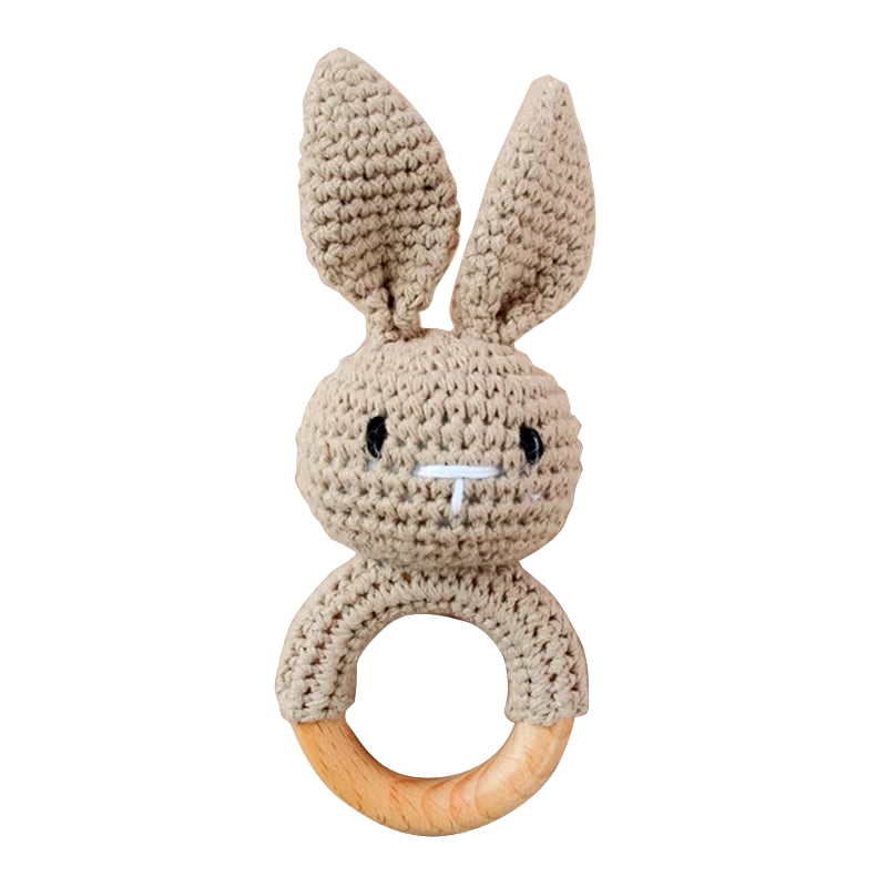 Baby Teether Wooden Toys Mobile Pram Crib Ring Crochet Rattle Soother Teether