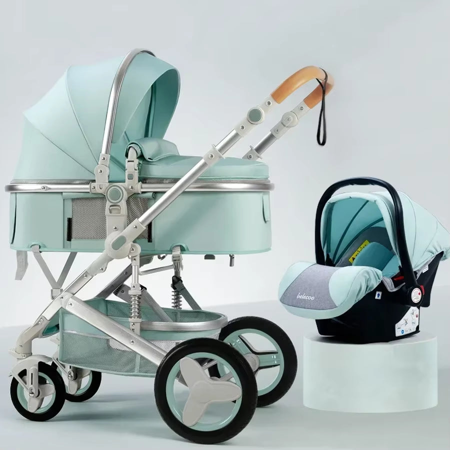 High Landscape Baby Stroller 3 in 1 with Car Seat and Stroller Luxury Infant Stroller Set Newborn Baby Car Seat Trolley