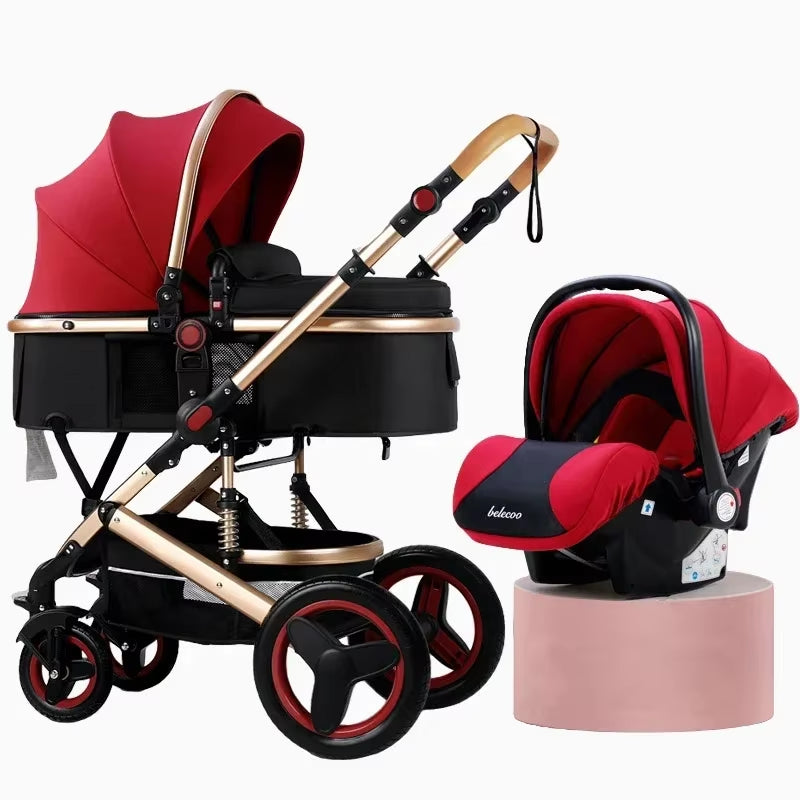 High Landscape Baby Stroller 3 in 1 with Car Seat and Stroller Luxury Infant Stroller Set Newborn Baby Car Seat Trolley