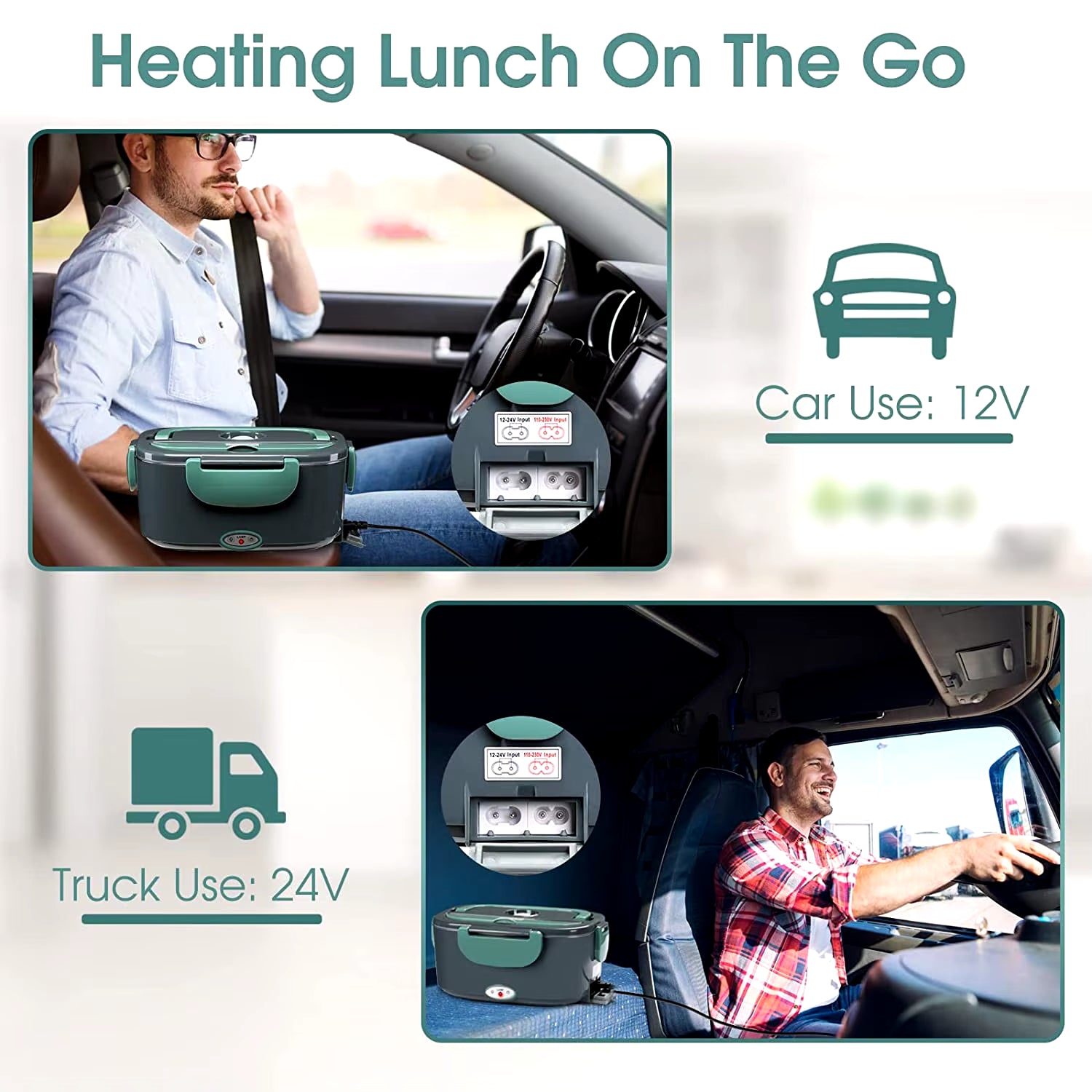 Electric Lunch Box Food Heater, Upgraded Portable Heated Lunch Box for Car Truck Work Travel, Leak Proof