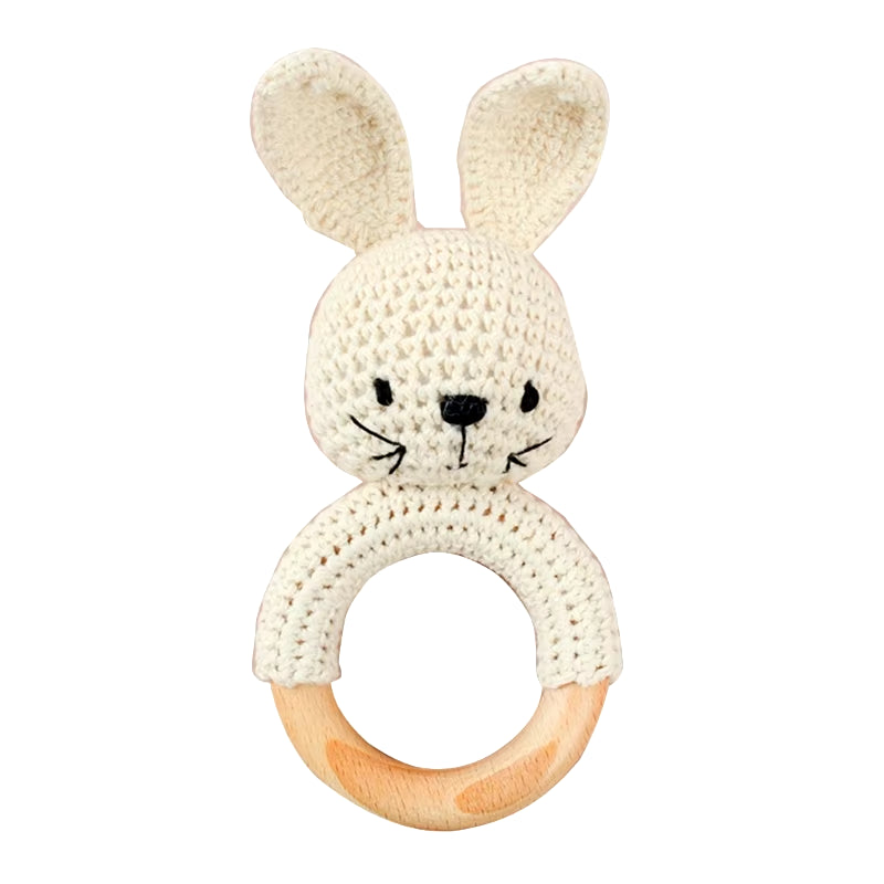 Baby Teether Wooden Toys Mobile Pram Crib Ring Crochet Rattle Soother Teether