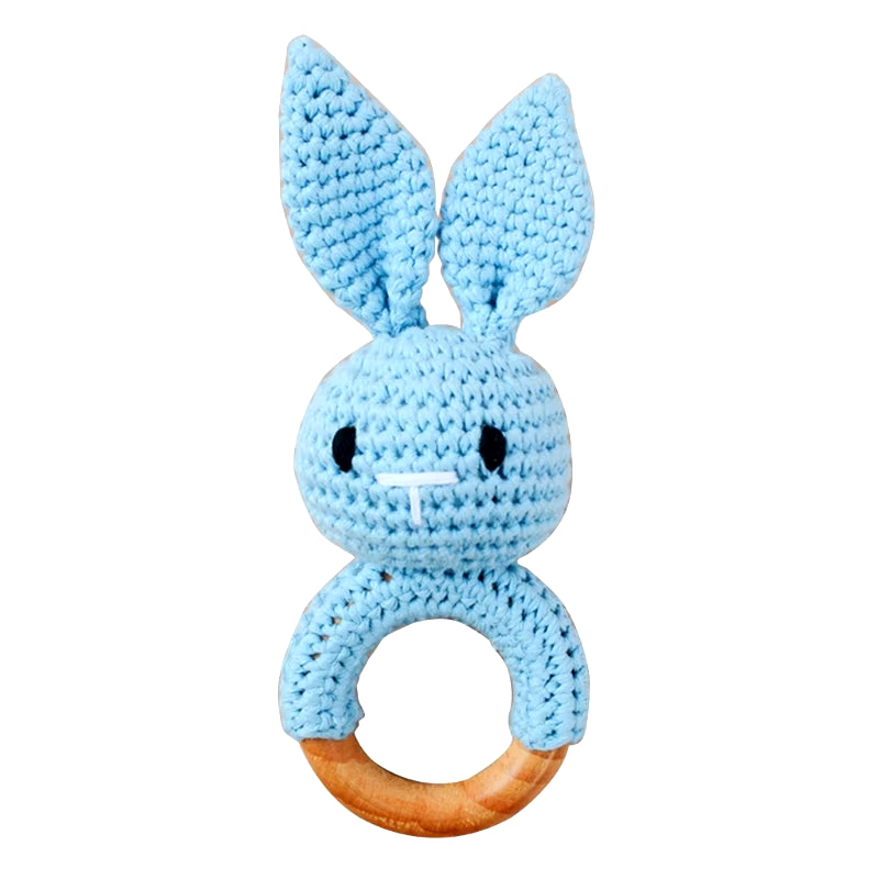 Baby Teether Wooden Toys Mobile Pram Crib Ring Crochet Rattle Soother Teether