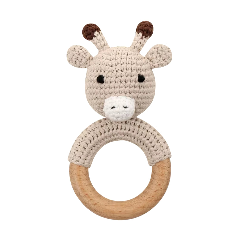 Baby Teether Wooden Toys Mobile Pram Crib Ring Crochet Rattle Soother Teether