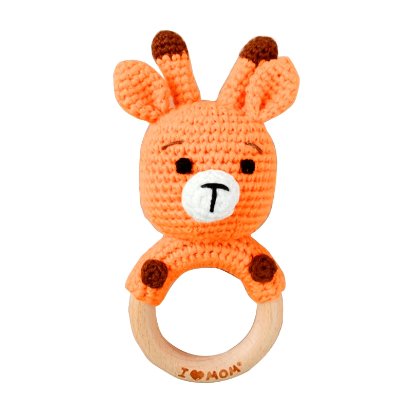 Baby Teether Wooden Toys Mobile Pram Crib Ring Crochet Rattle Soother Teether